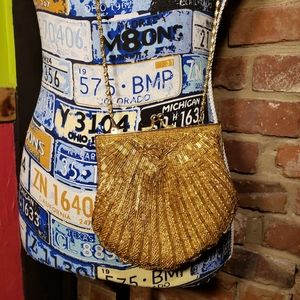 Gold glass bead purse